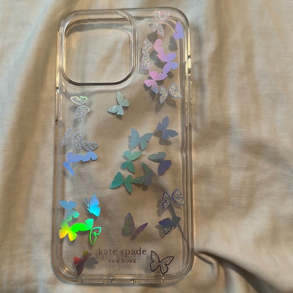 iPhone 13 pro case clear Kate Spade, Butterfly iridescent case
